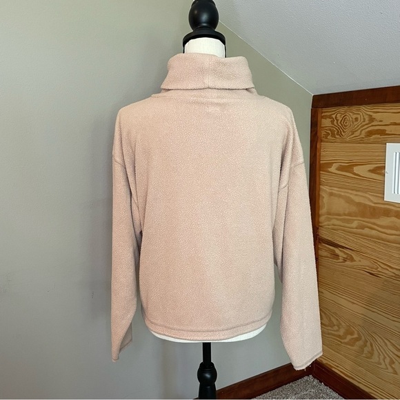 Aerie Tan Oversized Turtleneck Fleece Pullover Sweatshirt Extra Small - Picture 3 of 8